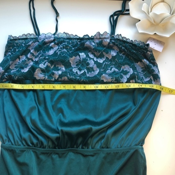 Auden Women's Square Neck Bodysuit Floral Laca Teal Size S - Picture 8 of 16